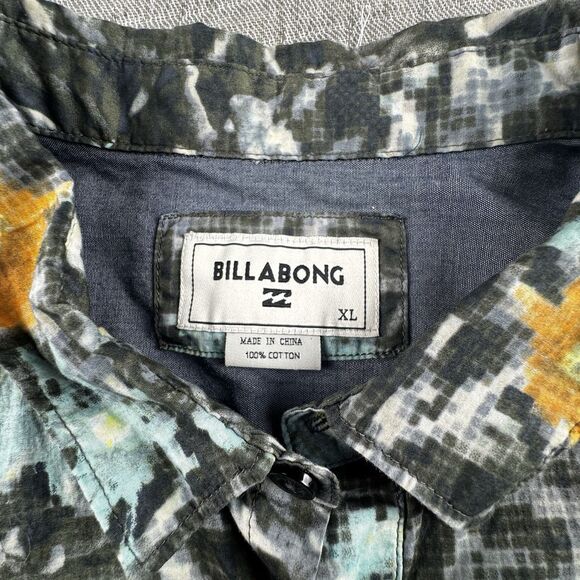 Billabong Dream Button Down Shirt Men XL Floral Digital Short Sleeve Cotton - Picture 5 of 6